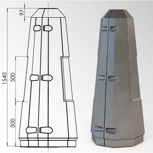 Цоколь восьмигранный стеклопластиковый А1 210х1540 мм в Липецке